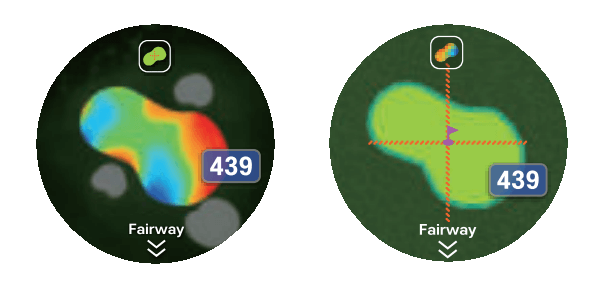 ゴルフバディ aim W12 のグリーンアンジュレーションとスマートピン