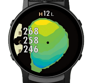 グリーンオン ザ・ゴルフウォッチ GS601のグリーンアンジュレーション画面